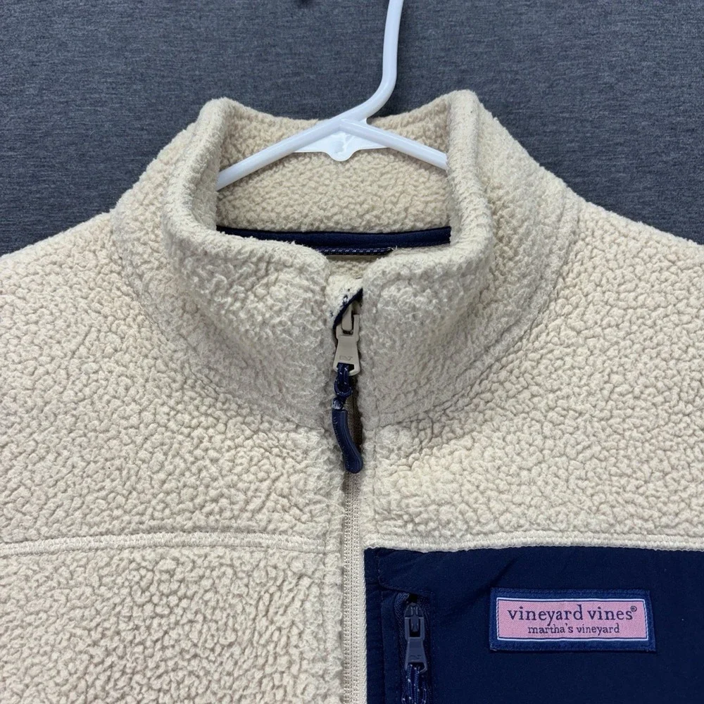 Vineyard Vines Sherpa Stillwater Vest Fleece Mens Medium Full-Zip Camel Gorpcore